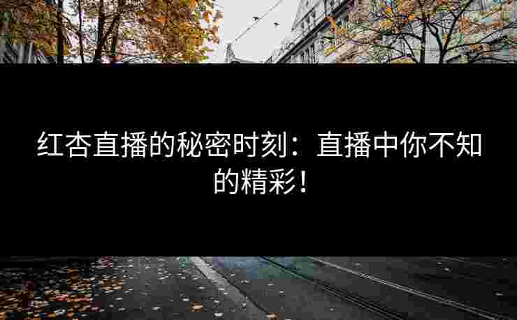 红杏直播的秘密时刻：直播中你不知的精彩！