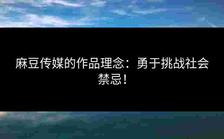 麻豆传媒的作品理念：勇于挑战社会禁忌！