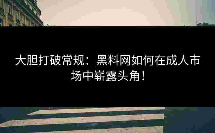 大胆打破常规：黑料网如何在成人市场中崭露头角！