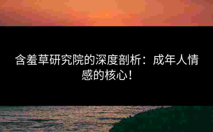 含羞草研究院的深度剖析：成年人情感的核心！