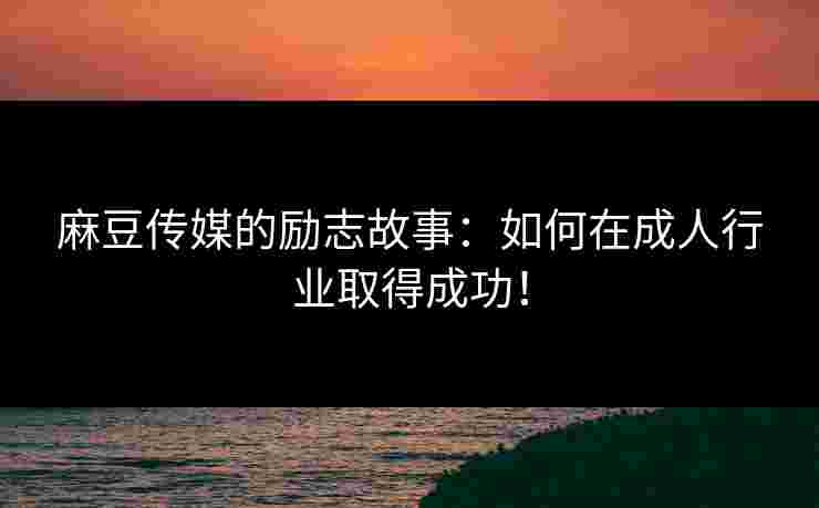 麻豆传媒的励志故事：如何在成人行业取得成功！