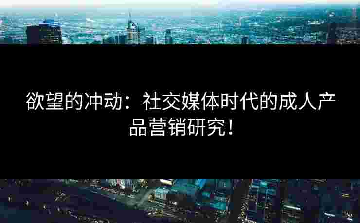 欲望的冲动：社交媒体时代的成人产品营销研究！